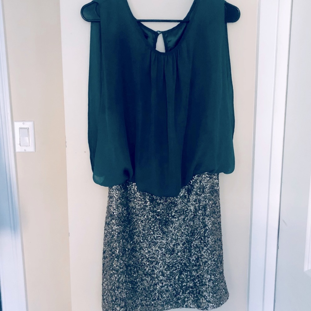 MM Couture by Miss Me green and sequin dress size small lnc
